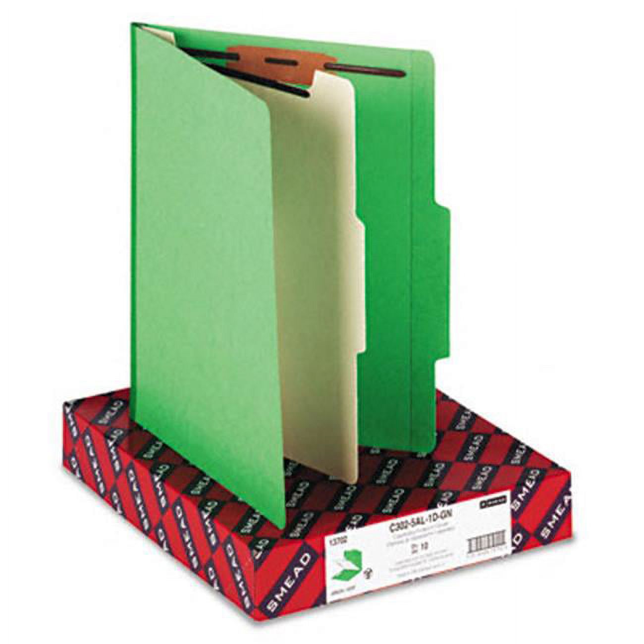 Smead Top Tab Classification Folder with 1 Divider 4Section Green