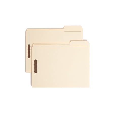 Smead® Top-Tab Fastener Folders With Tab, Letter Size, 2/5 Cut, Manila, Box Of 50
