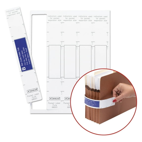 Smead Viewables Pocket Label Pulls 1.63 x 10.13 White 5/Sheet 9 Sheets/Pack 68001