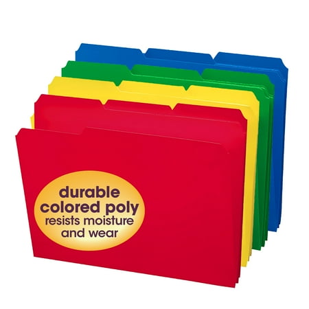 Smead® Poly File Folders, 9 1/2" x 11 1/2", 1/3 Cut, Assorted Colors, Box Of 24
