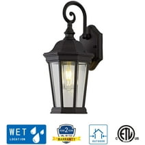 Smeike Exterior Light Fixtures, Large Outdoor Wall Light/Lantern, Outdoor Porch Light Fixtures Wall Mount in Matte Black Finish with Clear Glass, Aluminum Alloy, 60W