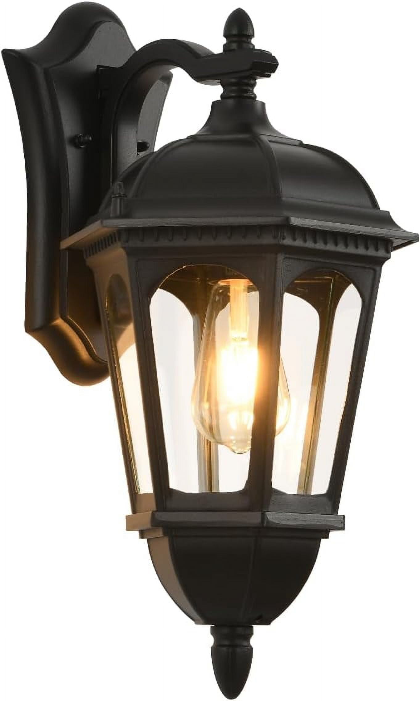 Smeike Large Outdoor Light Fixture, 18.5”H Retro Exterior Wall Mount Lantern with Waterproof, Matte Black Outdoor Wall Lights with Clear Glass for Patio, Porch, Garage