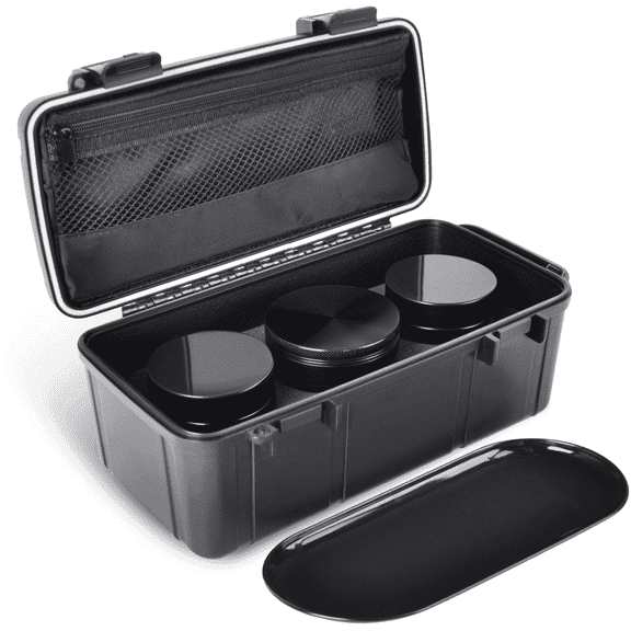 Anverion Waterproof ABS Storage Case, Small, 2 Glass Jars, Black