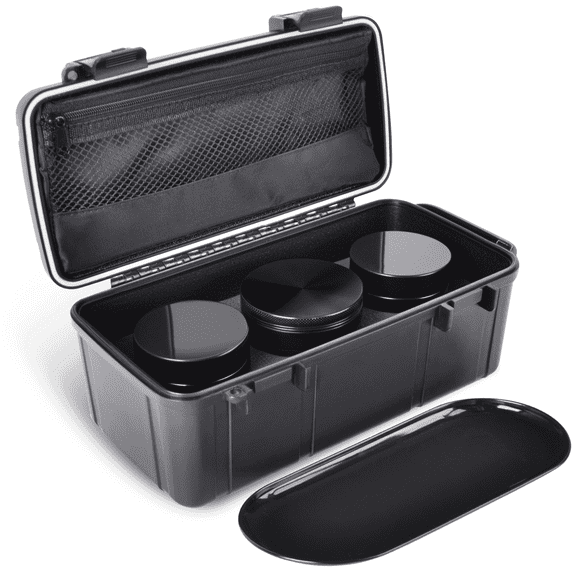 Anverion Airtight ABS Storage Case with 2 Glass Spice Jars, Lockable Kitchen Pantry Organizer for Tea, Coffee, Spices and Snacks