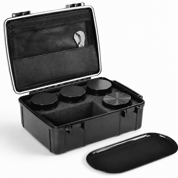 Anverion ABS Hard Shell Storage Organizer Set with Tray, Jars and Tubes