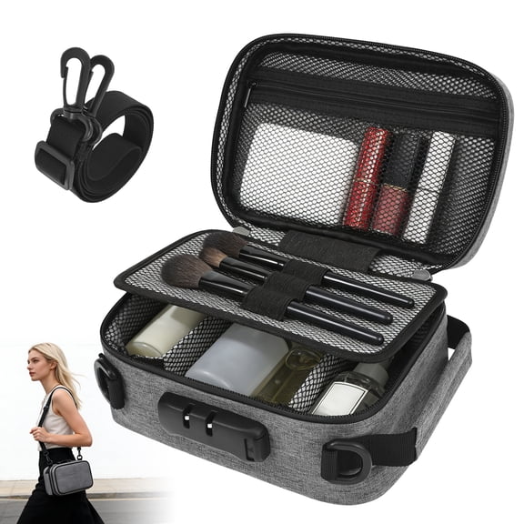 Smell Proof Bag with Lock Adjustable Compartment Thick Portable Smell Proof Container Stash Box for Home Travel