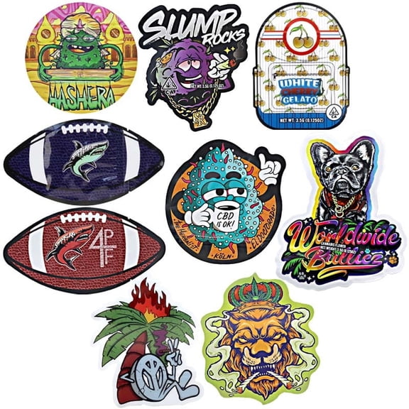 Smell Proof Mylar Bags With Cut Designs , 50 Count