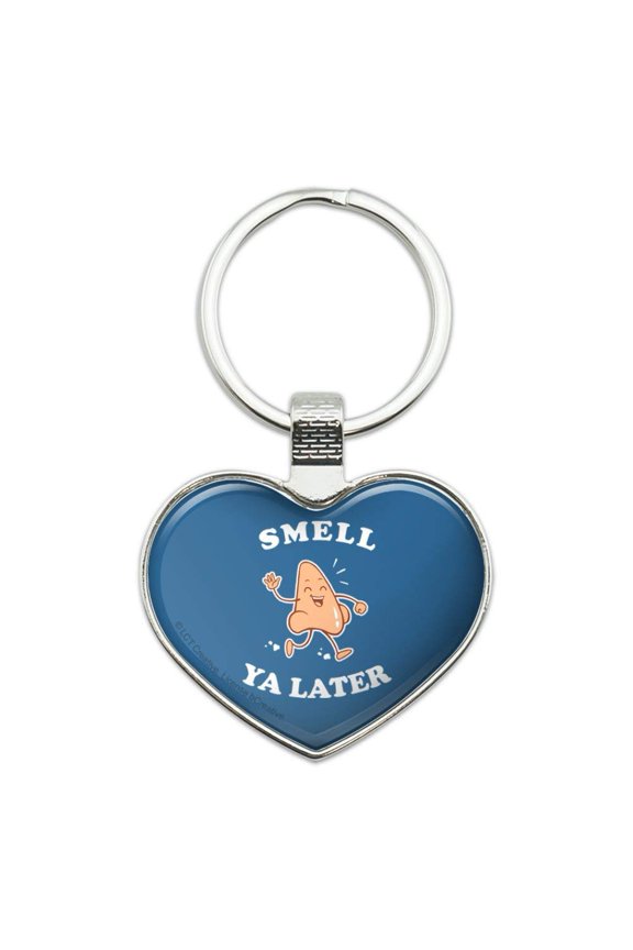 Smell Ya Later See Nose Funny Humor Keychain Heart Love Metal Key Chain Ring