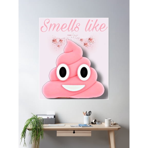 Smells Like Pink Poo Emoji Poster Wall Art, Modern Wall Decor For Living Room Bedroom, 8x12 UNFRAMED