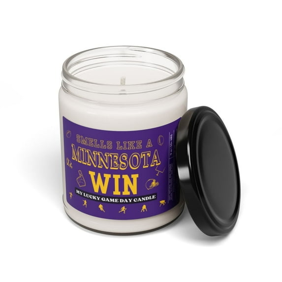 Smells like a Minnesota Win-Football Game day fun candle gift 9 Scented Soy Candle, 9oz-KFTMVW01-White-CC16