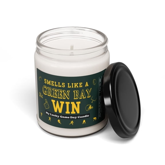 Smells like a Packer Win-Football Game day fun candle gift 9 Scented Soy Candle, 9oz-KFTGPW01-Coconut Cream + Cardamom-CCC9