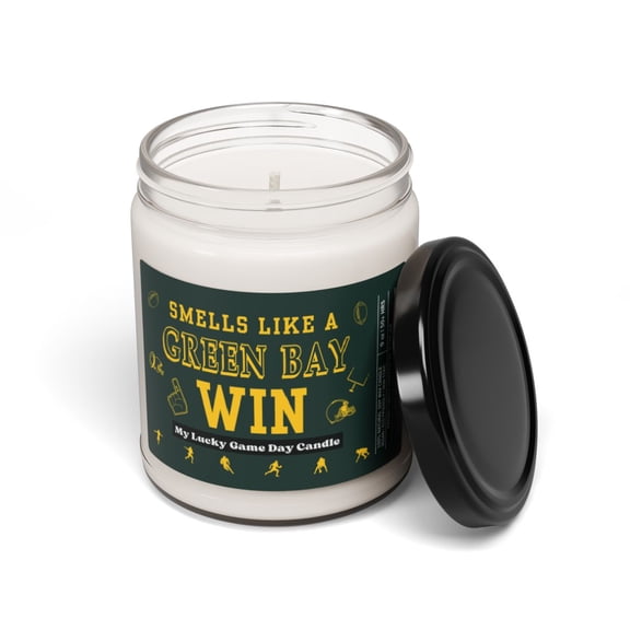 Smells like a Packer Win-Football Game day fun candle gift 9 Scented Soy Candle, 9oz-KFTGPW01-White Sage + Lavender-WL9
