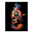 thumbnail image 1 of Smelly Cat Lover Gift Pet Portrait with Guitar Conceptual Orange Blue Purple Artwork Painting Unframed Wall Art Print Poster Home Decor Premium, 1 of 5