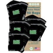 Smelly Proof 8.5"x10" 4-Mil Reusable Food Storage Bags, Triple Zip, Black, Quart, 50pk