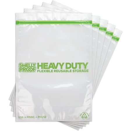 Smelly Proof Durable 5-Pack XXL 2-Gallon Ziplock Bags, Clear, 5-Piece