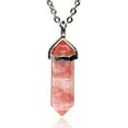 thumbnail image 1 of Smelted Cherry Quartz Gemstone Hexagonal Pointed Reiki Chakra Pendant Necklace 18", 1 of 3