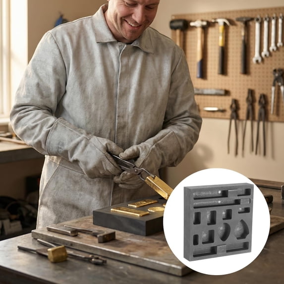 Smelting Molds, Metal Molds Casting - Qyaukm Graphite Molds for Casting Gold Silver Aluminum Copper Brass, High-Purity Diy Metal Ornaments Melting Refining (10 Holes)