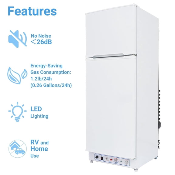 Smeta 9.3 Cu ft Gas Propane Refrigerator Freezer RV Fridge Off-grid 110V / LPG Silent