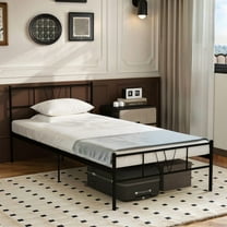 Twin Size Bed Frame with Headboard, Metal Platform Bed Frame, No Box Spring Needed, Quiet & Sturdy
