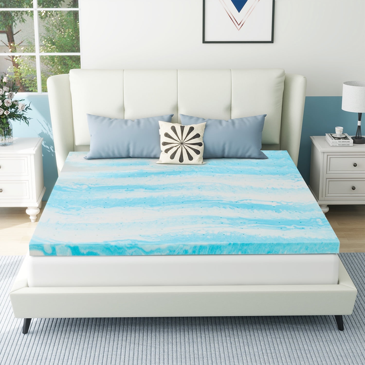 Smiaoer 2 3 4 inches Mattress Topper King Size Cooling Gel Infused Memory Foam Mattress Topper 2 inches