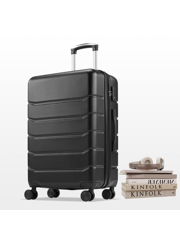 20" Hardshell Carry on Luggage, Lightweight Expandable ABS Suitcase with Spinner Wheels & TSA Lock,Black