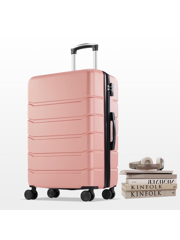 20" Hardshell Carry on Luggage, Lightweight Expandable ABS Suitcase with Spinner Wheels & TSA Lock,Pink