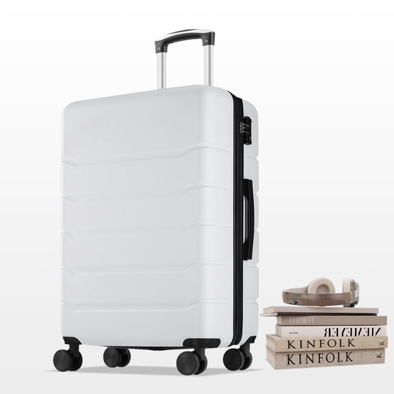 Beddle 20" Hardshell Carry on Luggage, Lightweight Expandable ABS Suitcase with Spinner Wheels & TSA Lock,White