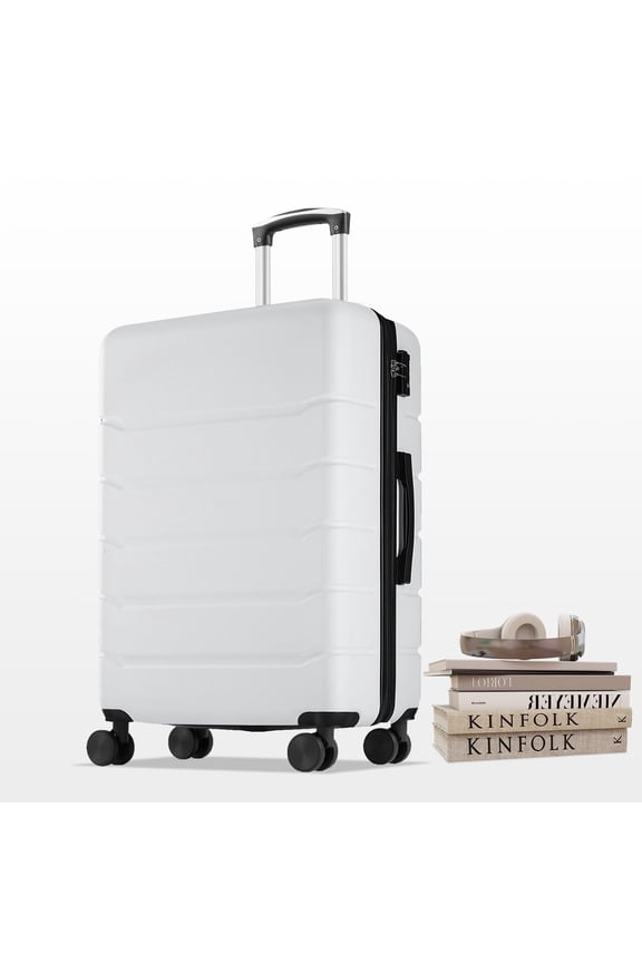 20" Hardshell Carry on Luggage, Lightweight Expandable ABS Suitcase with Spinner Wheels & TSA Lock,White