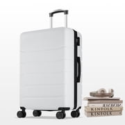 Beddle 24 Hardshell Checked Luggage, Lightweight Expandable ABS Suitcase with Spinner Wheels & TSA Lock,White