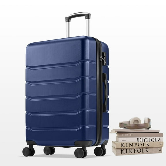 Smiaoer 28" Hardshell Checked Luggage, Lightweight Expandable ABS Suitcase with Spinner Wheels & TSA Lock,Blue