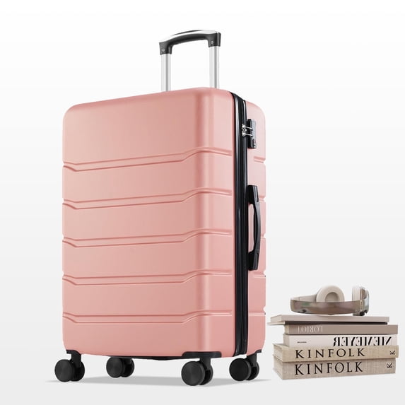 Beddle 28" Hardshell Checked Luggage, Lightweight Expandable ABS Suitcase with Spinner Wheels & TSA Lock,Pink