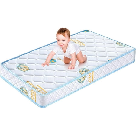 Smiaoer 4.5 inch Memory Foam Crib & Toddler Mattress for Standard Full Size Crib, Cute Cartoon Print, Premium Firm