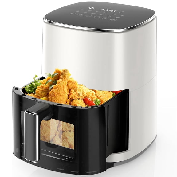 Beddle 6 Qt Compact Air Fryer with Digital LED Touchscreen 400°F Electric Hot Oven, Oilless Multifunctional Cooker with Auto Shut-Off,Beige