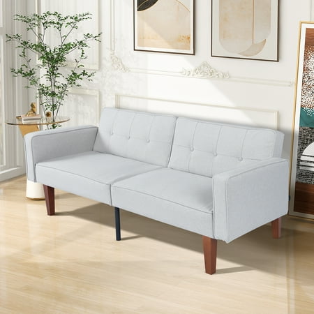 Smiaoer Convertible Futon Sofa Bed and Couch Sleeper, Gray