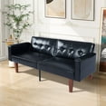 thumbnail image 1 of Smiaoer Faux Leather Futon Sofa Convertible Couch Memory Foam Sofa Bed,Black, 1 of 7
