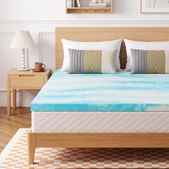 Beddle Gel Memory Foam Mattress Topper, Queen Size, 2 inch, for Pressure Relief