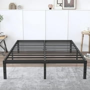 Beddle King Size Metal Bed Frame with Storage Space - Heavy Duty Platform, No Box Spring Needed, Black