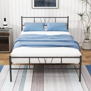 Beddle Twin Bed Frame with Headboard,12 Inch Heavy Duty Slat Metal Platform Bed Frame,No Box Spring Needed,Black