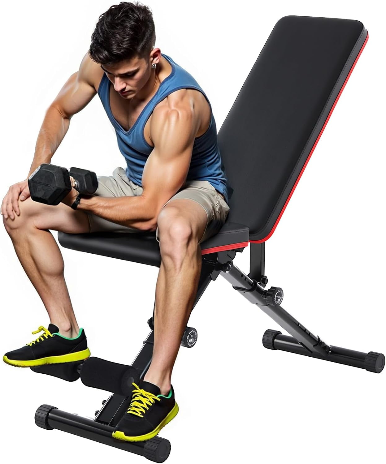BEDDLE Weight Bench,Adjustable Workout Bench,Foldable Bench Press for Full Body Strength Training, Home Gym Fitness Strength Training, Black