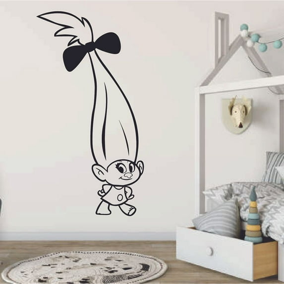 Smidge Troll Trolls Movie Cartoon Character Kids Wall Sticker Art Decal for Girls Boys Kids Room Bedroom Nursery Kindergarten House Fun Home Decor Stickers Wall Art Vinyl Decoration Size (10x6 inch