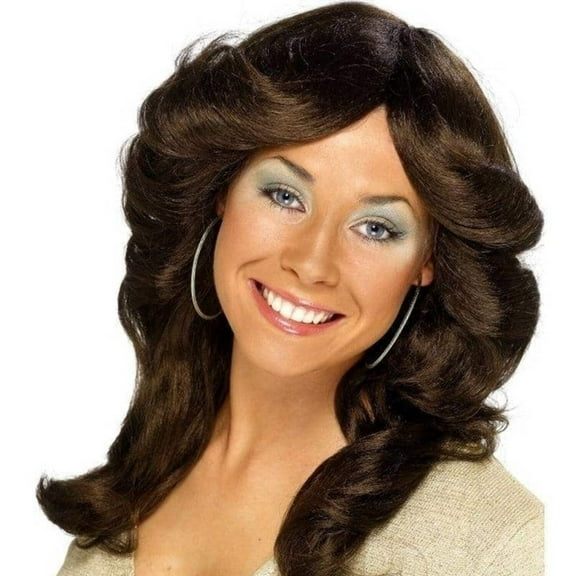 Smiffy's Costumes 1970s Style Farrah-flip Brown Flick Wig Women's Costume Accessory