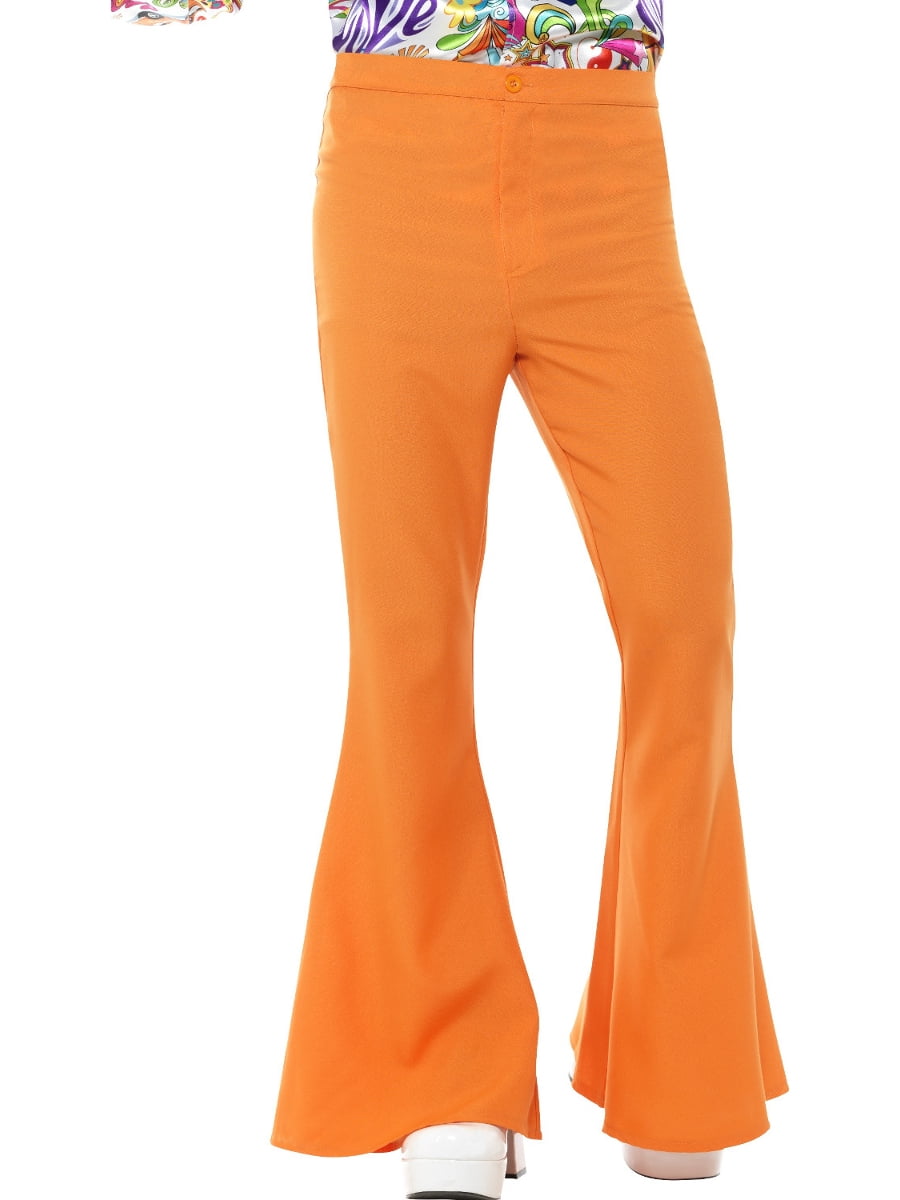 Men's 70s Groovy Disco Fever Flared Orange Pants Costume X-Large