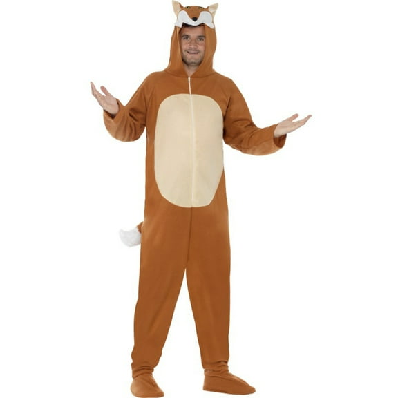 Smiffy's Costumes Men's All In One Zoo Animal Fox Zip Up Costume With Hood Large 42-44