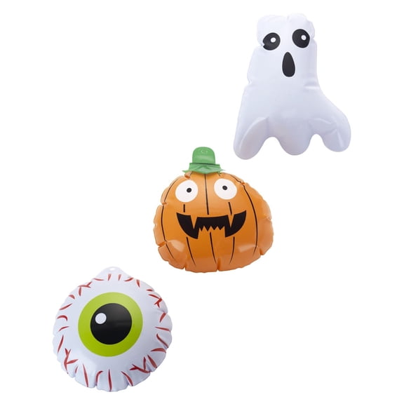 Smiffy's Costumes Set Of 3 Mini Inflatable Pumpkin Ghost And Eyeball Toy Decoration
