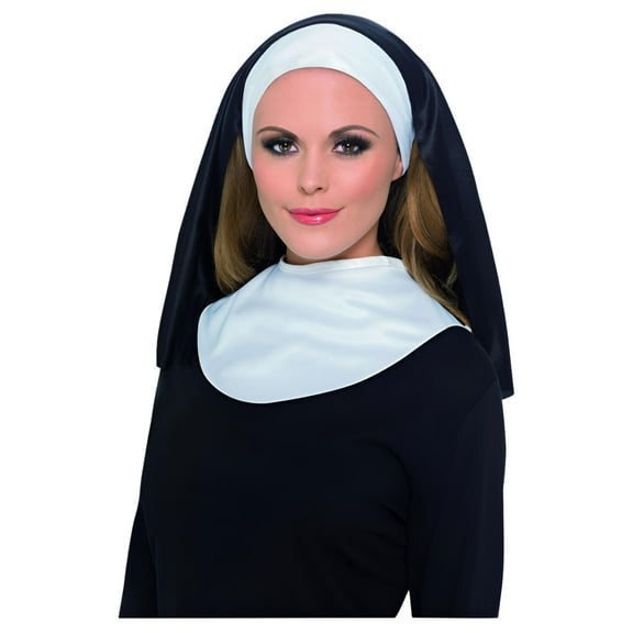 Smiffy's Costumes Women's Catholic Nun Headdress Cowl And Collar Set Costume Accessory