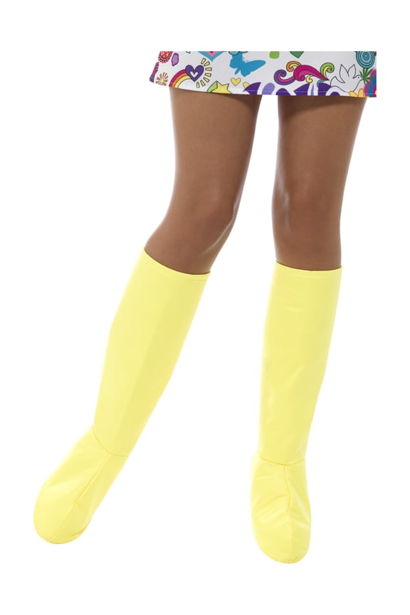Womens GoGo Dancer Girl Yellow Boot Covers Costume Accessory