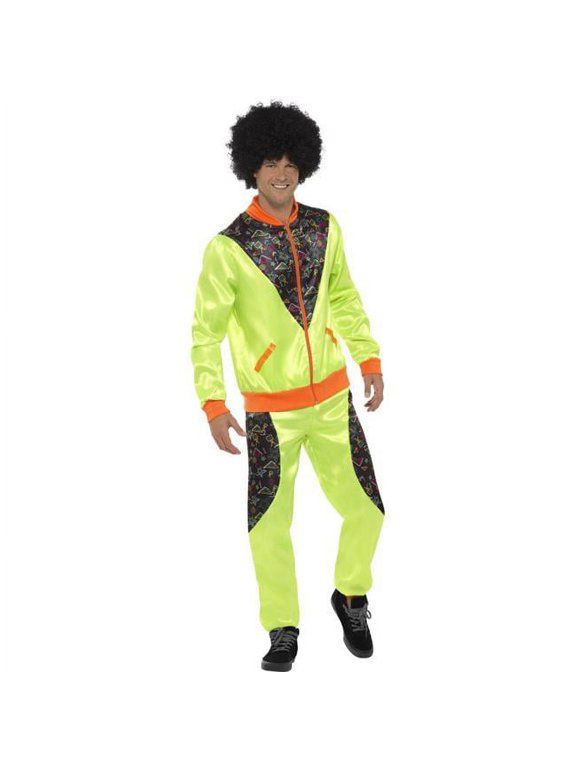 43081XL Retro Shell Suit Costume Mens, Neon Green - Extra Large