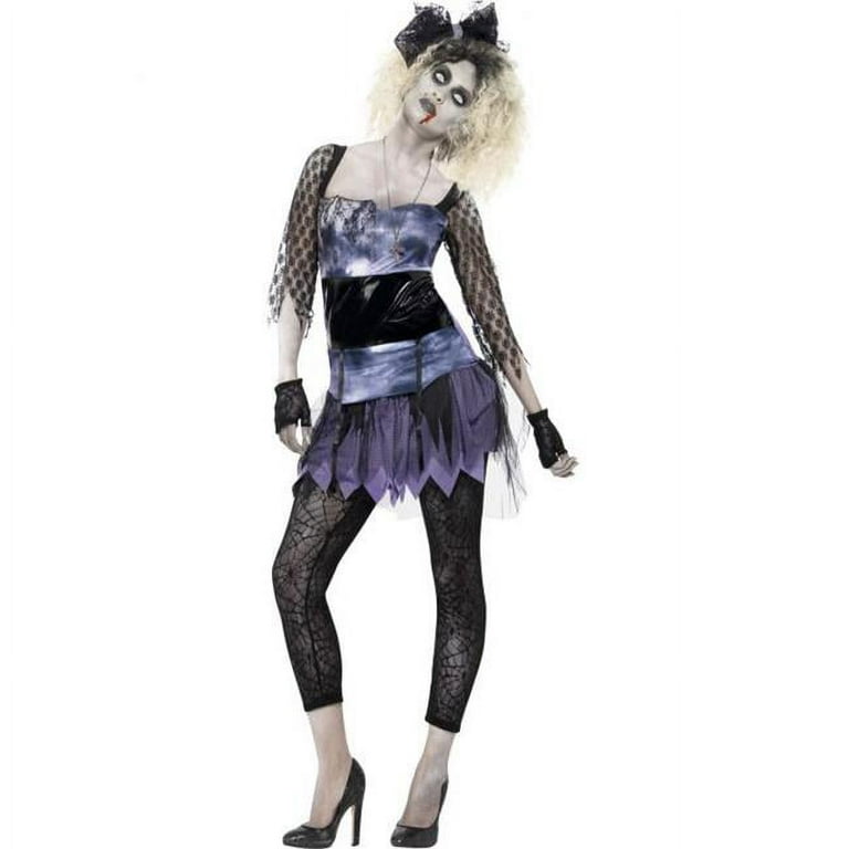 Smiffys 44367S Black Zombie 80s Wild Child Costume with Dress