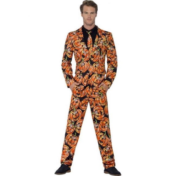 Smiffys 44437XL Pumpkin Suit with Jacket, Trousers & Tie - Extra Large - Large