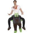 thumbnail image 1 of Smiffys 49671 Piggyback Zombie Costume One Piece Suit with Mock Legs - Green & Grey, 1 of 3